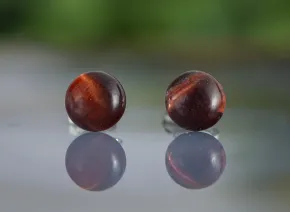 Обици с Червено Тигрово око